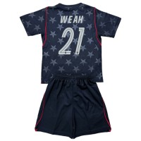 Stroje piłkarskie Stany Zjednoczone Timothy Weah #21 Koszulka Wyjazdowej dla dzieci MŚ 2026 Krótki Rękaw (+ szorty)